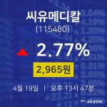 4월 19일 씨유메디칼 주식주가 2965원  2.77%