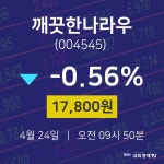 주식증권 깨끗한나라우 주가 24일  현재 17800원