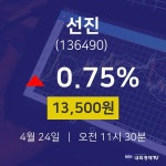 주식증권 선진 주가 24일  현재 13500원