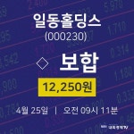 주식현황 일동홀딩스 주가 25일  현재 12250원
