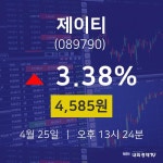 증권플러스 제이티 주가 25일  현재 4585원