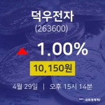 증권투자 덕우전자 주가 29일  현재 10150원