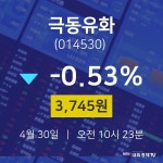 증권투자 극동유화 주가 30일  현재 3745원
