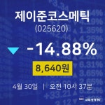제이준코스메틱주식종목검색  30일  현재 8640원