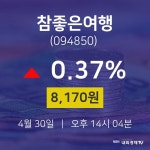 주식장 참좋은여행 주가 30일  현재 8170원