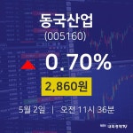 주식창 동국산업 주가 2일  현재 2860원