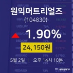 주식종목시세 원익머트리얼즈 주가 2일  현재 24150원