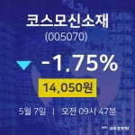 주식실시간 코스모신소재 주가 7일  현재 14050원
