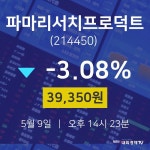 배당주식 파마리서치프로덕트 주가 9일  현재 39350원