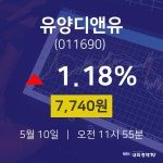 5월 10일 유양디앤유 증권주식 1.18% 7740원