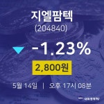 5월 14일 지엘팜텍 주식주가 -1.23% 2800원