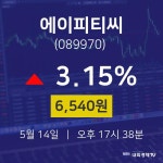 주식실시간 에이피티씨 주가 14일  현재 6540원