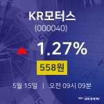 5월 15일 KR모터스 오늘증권시세 1.27% 558원