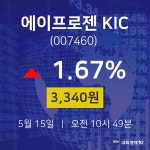 투자주식 에이프로젠 KIC 주가 15일  현재 3340원