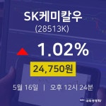 실시간증시 SK케미칼우 주가 16일  현재 24750원