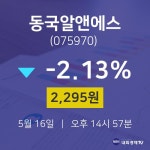 5월 16일 동국알앤에스 주식실시간 -2.13% 2295원