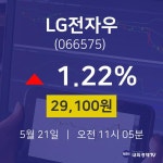LG전자우주식장  21일  현재 29100원
