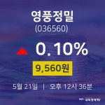 5월 21일 영풍정밀 주식창 9560원  0.10%