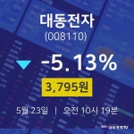 대동전자실시간증시  23일  현재 3795원