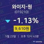와이지-원주식종목  23일  현재 9610원