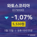 증권매매 와토스코리아 주가 23일  현재 5530원