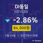 DI동일주식시세현황  24일  현재 84900원