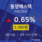 증권플러스 동양에스텍 주가 24일  현재 3080원
