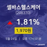 주식현황 셀바스헬스케어 주가 24일  현재 1970원