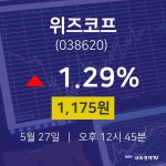 오늘주식시세 위즈코프 주가 27일  현재 1175원