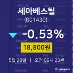 주식실시간 세아베스틸 주가 28일  현재 18800원