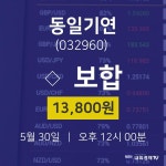 동일기연오늘주식장  30일  현재 13800원