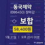 (NBNTV마감증시) 31일 동국제약 마감증시 58400원...