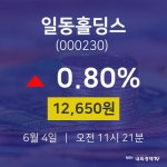 주식실시간 일동홀딩스 주가 4일  현재 12650원