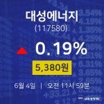 실시간증시 대성에너지 주가 4일  현재 5380원