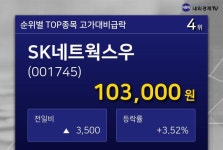 [특징주] SK네트웍스우, 장중 고가 12만원 기록 후 10만3000원 하락 마감