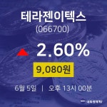 테라젠이텍스주식주가  5일  현재 9080원