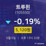 오늘주식 트루윈 주가 5일  현재 5120원