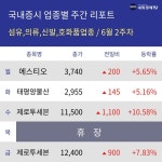 [주간 섬유,의류,신발,호화품 업종 리포트] 6월 2주차 에스티오, 태평양물산, 제로투세븐 등 강세