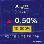 증권주식 씨큐브 주가 10일  현재 10000원