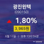 광진윈텍오늘주식시세  11일  현재 3965원