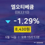 주식추천주 엘오티베큠 주가 14일  현재 8430원 