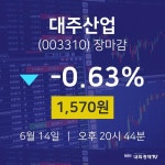 [특징주 주가정보] 6월 14일 대주산업 1570원으로 장 마감