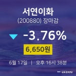 [인기종목 주가정보] 6월 17일 서연이화 6650원으로 장 마감