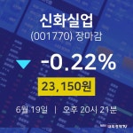 [특징주분석 주가정보] 6월 19일 신화실업 23150원으로 장 마감