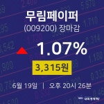 [인기종목 주가정보]  19일 무림페이퍼 마감증시 3315원...