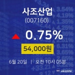 주식장 사조산업 주가 20일  현재 54000원 