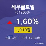 주식추천주 세우글로벌 주가 24일  현재 1910원 