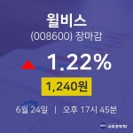 [인기주분석 종목정보] 6월 24일 윌비스 1240원으로 장 마감