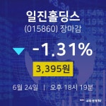 [특징주분석 주가정보] 6월 24일 일진홀딩스 3395원으로 장 마감