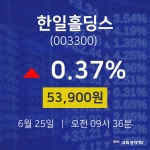 주식종목검색 한일홀딩스 주가 25일  현재 53900원 